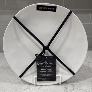 Set 4 MATTE WHITE 10.5” Dinner Melamine Plates Dwell Studio Indoor Outdoor Plate